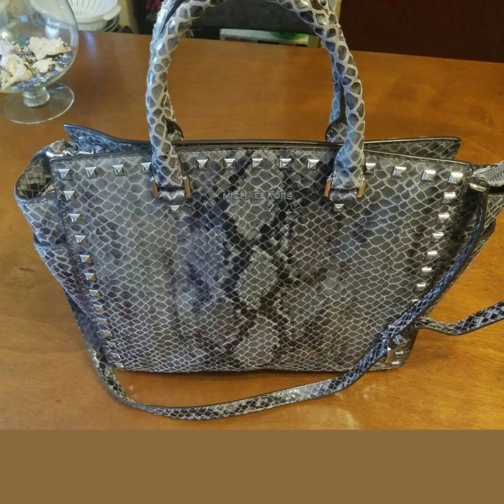 Michael Kors Selma Dark Slate Purse Handbag Totr L